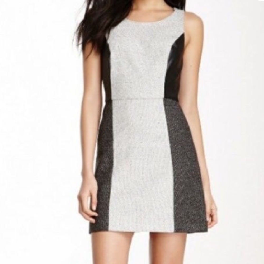 Kensie black leather paneled dress size S.